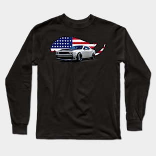 Challenger Grey USA Print Long Sleeve T-Shirt